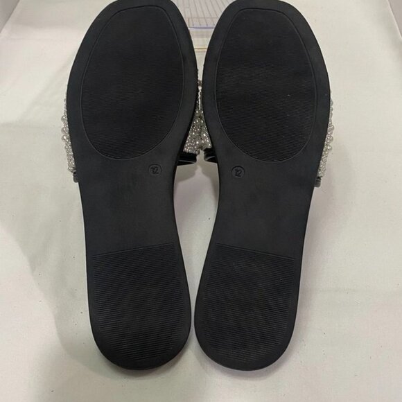 Journee Collection Pearl Embellished Slide Sandals Black Size 12 - Picture 15 of 16